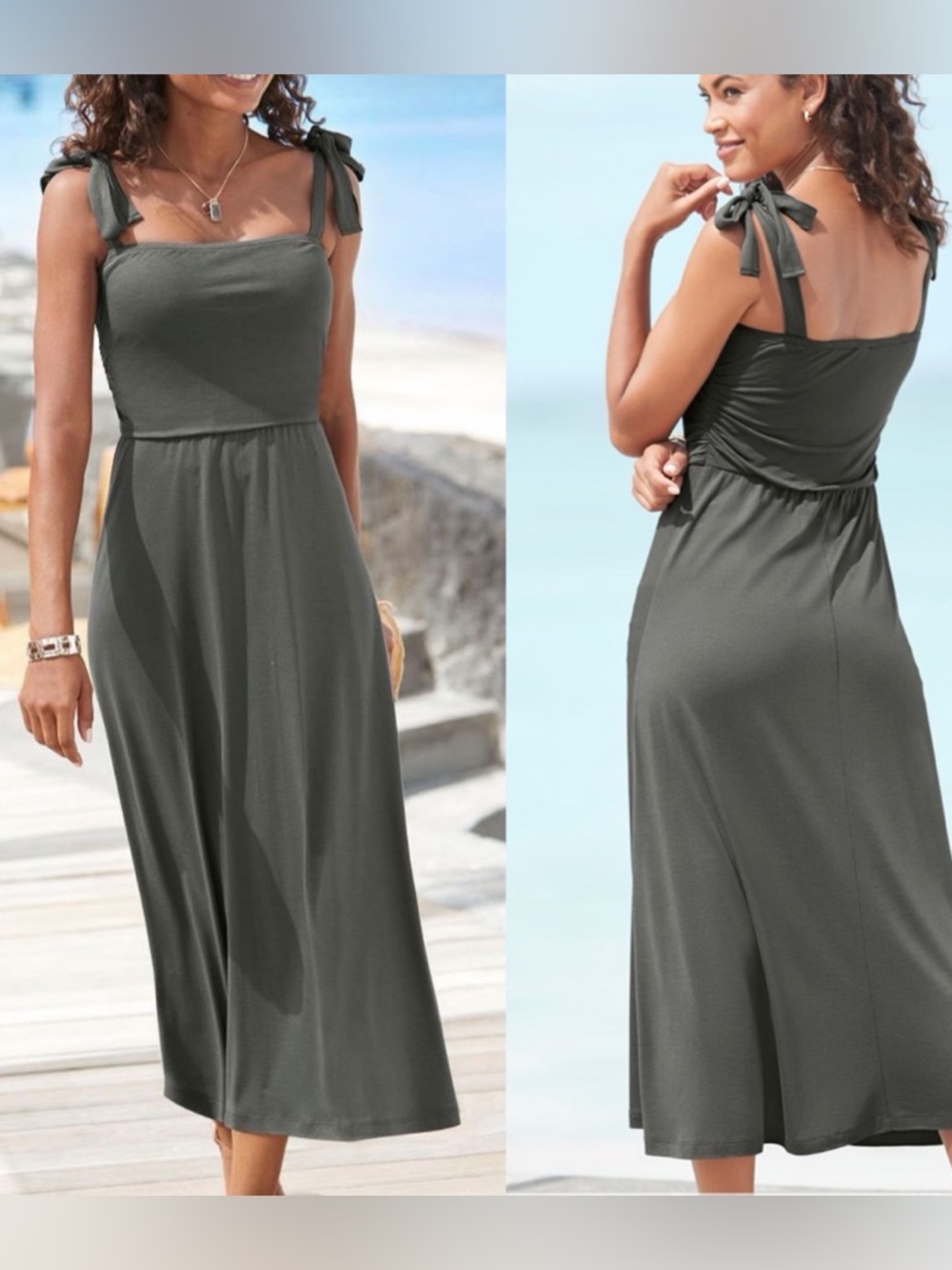 Lascana Tie Shoulder Straps Midi Dress NWT